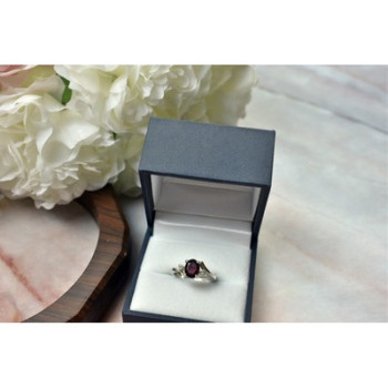 925 Sterling Silver Garnet & CZ Ring Size 6