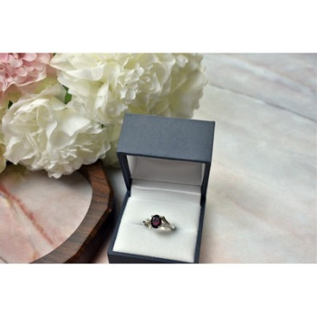 925 Sterling Silver Garnet & CZ Ring Size 6