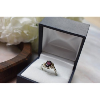 925 Sterling Silver Garnet & CZ Ring Size 6