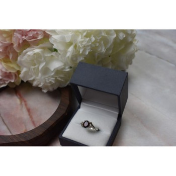 925 Sterling Silver Garnet & CZ Ring Size 6