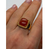 925 STERLING SILVER GOLD PLATED AMBER & RED SPINEL RING SIZE 7.5