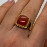925 Sterling Silver Gold Plated Amber & RED Spinel Ring Size 7.5