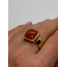 925 STERLING SILVER GOLD PLATED AMBER & RED SPINEL RING SIZE 7.5