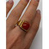 925 STERLING SILVER GOLD PLATED AMBER & RED SPINEL RING SIZE 7.5