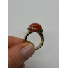 925 STERLING SILVER GOLD PLATED AMBER & RED SPINEL RING SIZE 7.5
