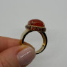 925 Sterling Silver Gold Plated Amber & RED Spinel Ring Size 7.5