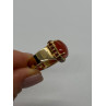 925 STERLING SILVER GOLD PLATED AMBER & RED SPINEL RING SIZE 7.5