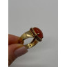 925 STERLING SILVER GOLD PLATED AMBER & RED SPINEL RING SIZE 7.5