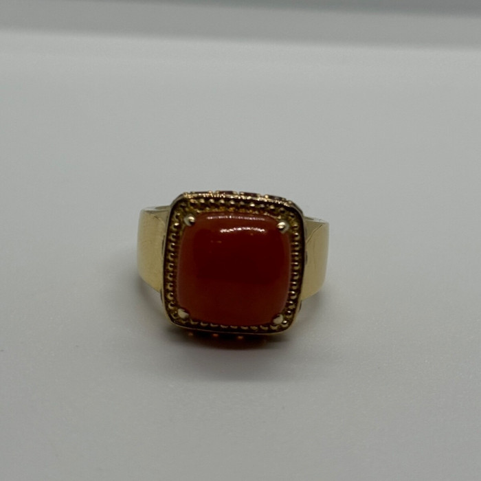 925 Sterling Silver Gold Plated Amber & RED Spinel Ring Size 7.5