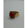 925 STERLING SILVER GOLD PLATED AMBER & RED SPINEL RING SIZE 7.5