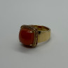 925 Sterling Silver Gold Plated Amber & RED Spinel Ring Size 7.5