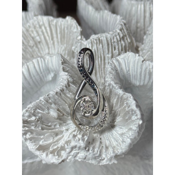 925 Sterling Silver White & Blue Topaz Pendant Length 1.1 Inch