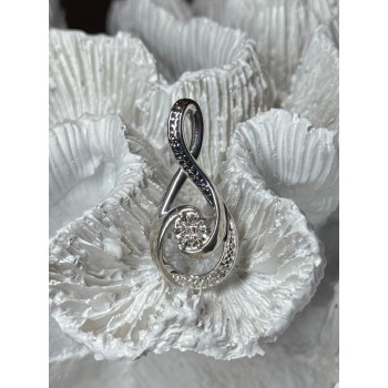 925 Sterling Silver White & Blue Topaz Pendant Length 1.1 Inch