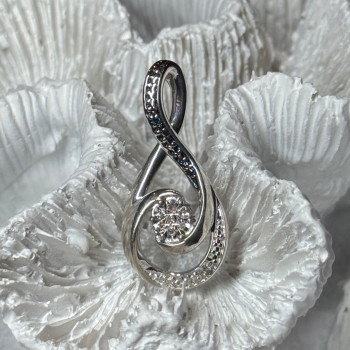 925 Sterling Silver White & Blue Topaz Pendant Length 1.1 Inch