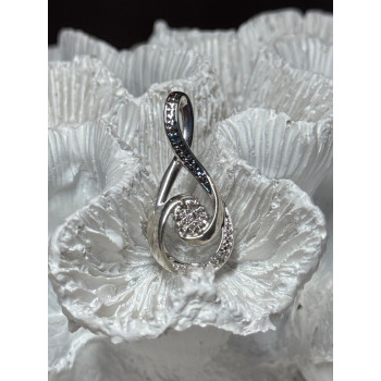 925 Sterling Silver White & Blue Topaz Pendant Length 1.1 Inch