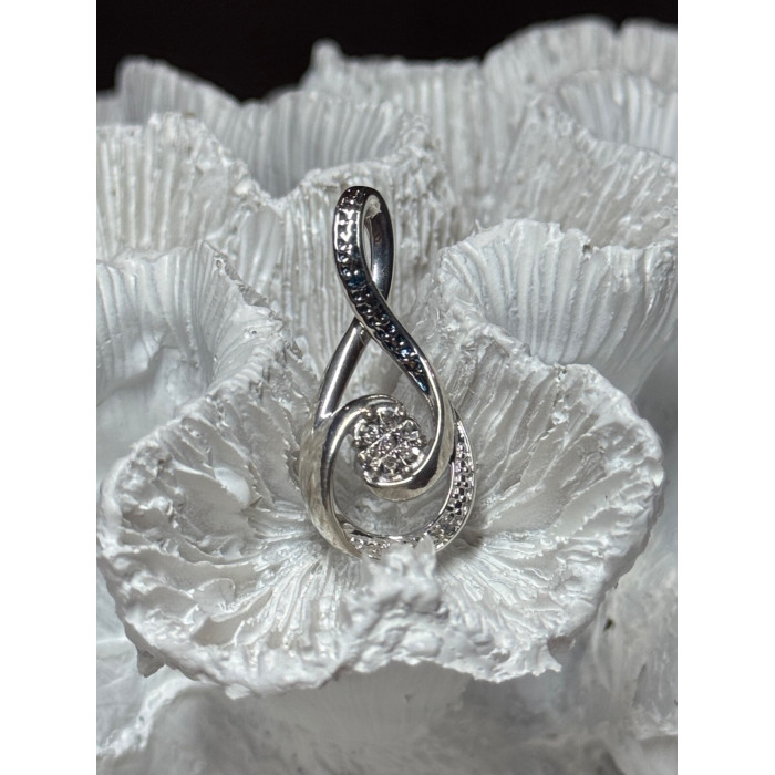 925 Sterling Silver White & Blue Topaz Pendant Length 1.1 Inch