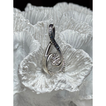 925 Sterling Silver White & Blue Topaz Pendant Length 1.1 Inch