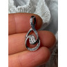 925 Sterling Silver White & Blue Topaz Pendant Length 1.1 Inch