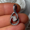 925 Sterling Silver White & Blue Topaz Pendant Length 1.1 Inch