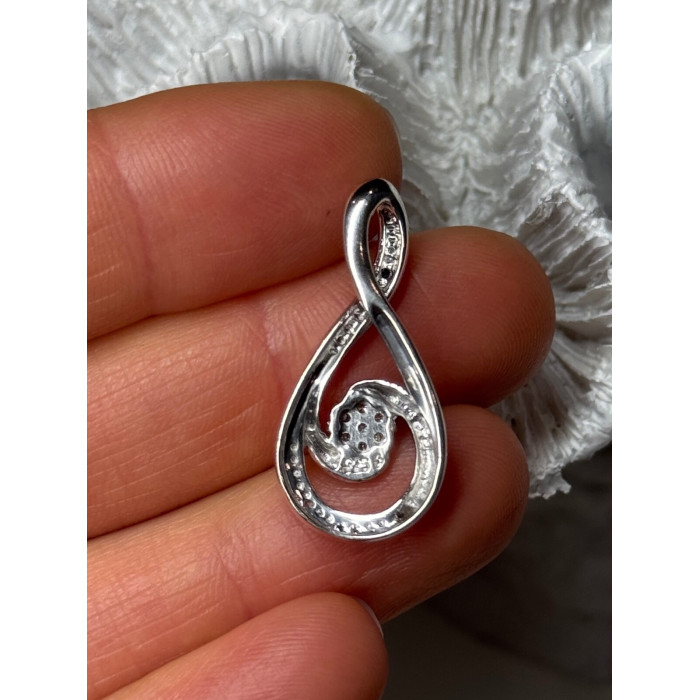 925 Sterling Silver White & Blue Topaz Pendant Length 1.1 Inch