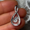 925 Sterling Silver White & Blue Topaz Pendant Length 1.1 Inch