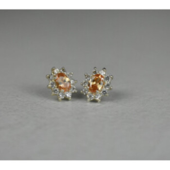 925 Sterling Silver Citrine & CZ 