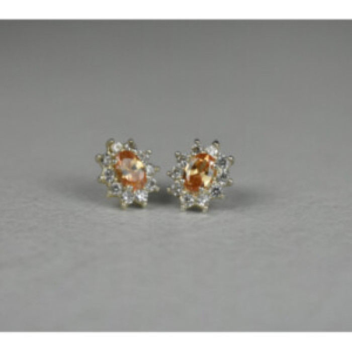 925 Sterling Silver Citrine & CZ 