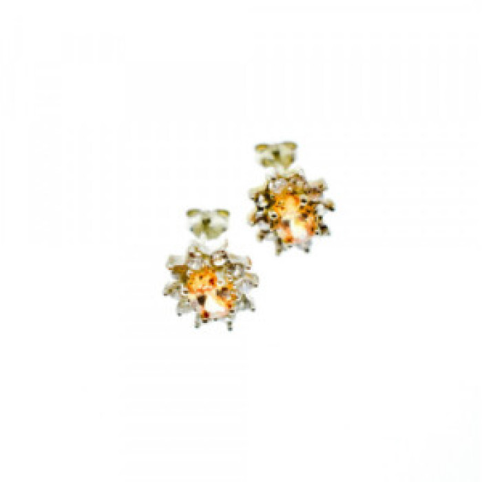 925 Sterling Silver Citrine & CZ 