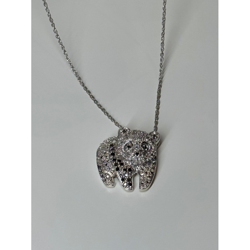 925 Sterling Silver Baby Bear CZ Necklace Length 18 Inch