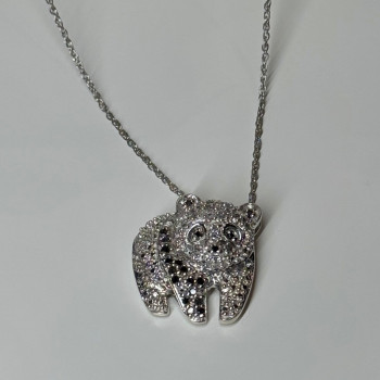 925 Sterling Silver Baby Bear CZ Necklace Length 18 Inch