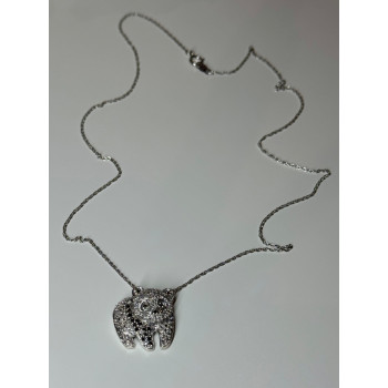 925 Sterling Silver Baby Bear CZ Necklace Length 18 Inch