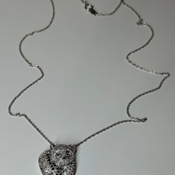925 Sterling Silver Baby Bear CZ Necklace Length 18 Inch