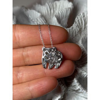 925 Sterling Silver Baby Bear CZ Necklace Length 18 Inch