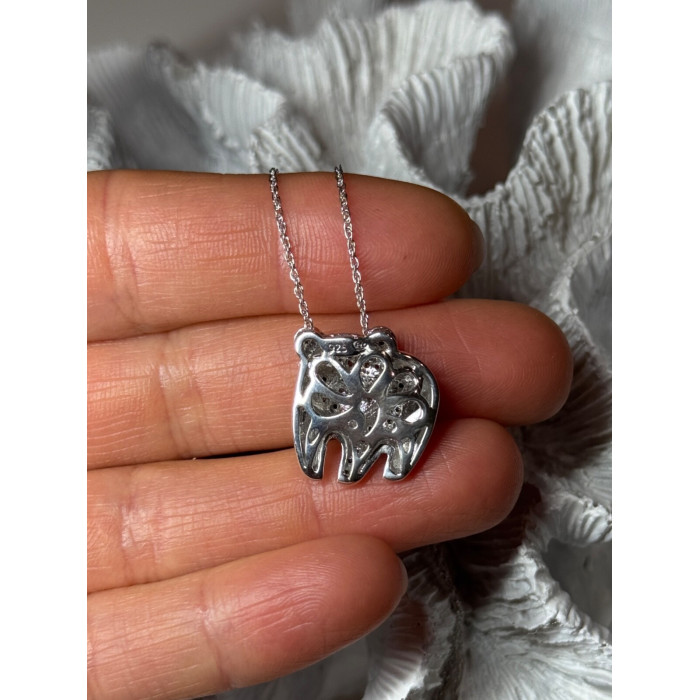 925 Sterling Silver Baby Bear CZ Necklace Length 18 Inch