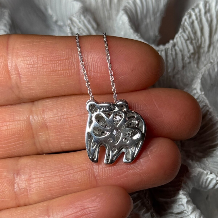 925 Sterling Silver Baby Bear CZ Necklace Length 18 Inch