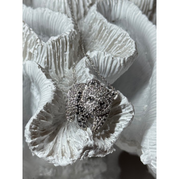 925 Sterling Silver Baby Bear CZ Necklace Length 18 Inch