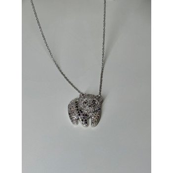 925 Sterling Silver Baby Bear CZ Necklace Length 18 Inch