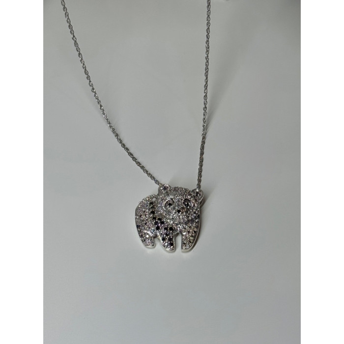 925 Sterling Silver Baby Bear CZ Necklace Length 18 Inch