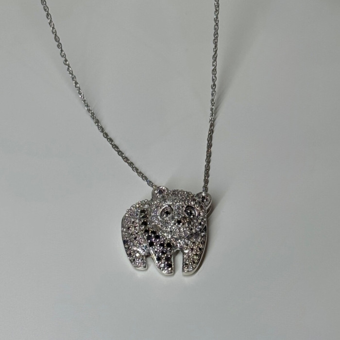 925 Sterling Silver Baby Bear CZ Necklace Length 18 Inch