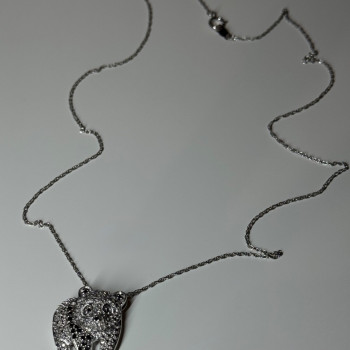 925 Sterling Silver Baby Bear CZ Necklace Length 18 Inch