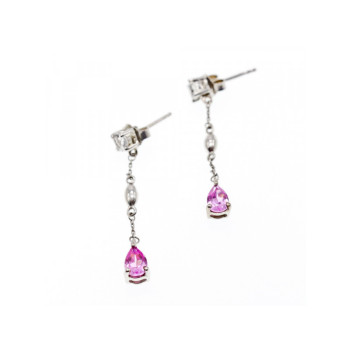 925 Sterling Silver Pink Spinel & CZ Stud Earrings