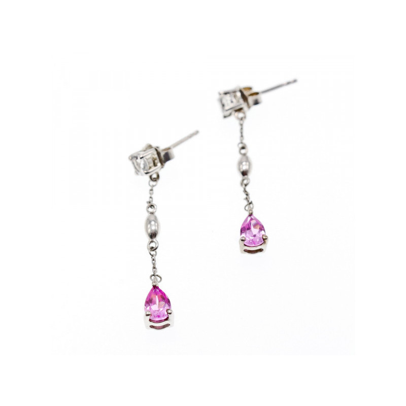 925 Sterling Silver Pink Spinel & CZ Stud Earrings