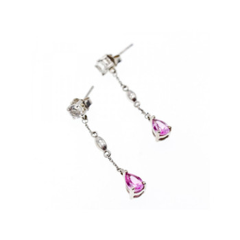 925 Sterling Silver Pink Spinel & CZ Stud Earrings