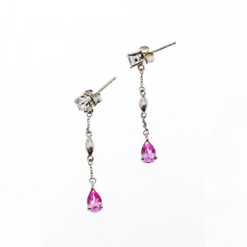 925 Sterling Silver Pink Spinel & CZ Stud Earrings
