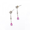 925 Sterling Silver Pink Spinel & CZ Stud Earrings
