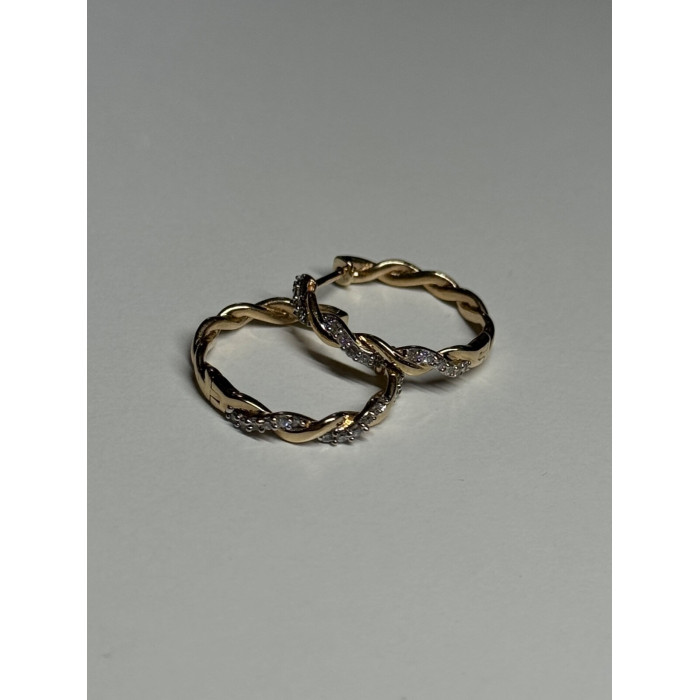 10K YELLOW GOLD  DIAMONDS 0.3 CARAT EARRINGS LENGTH 18 mm