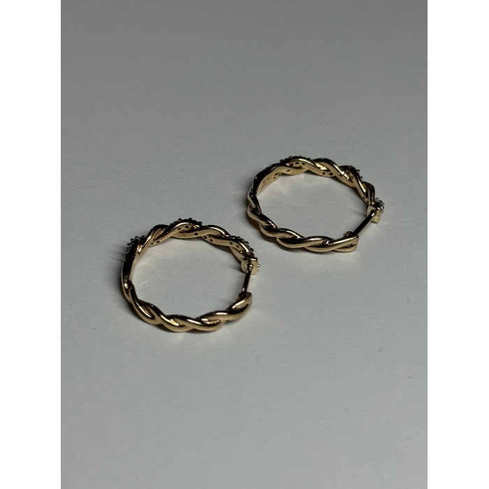 10K YELLOW GOLD  DIAMONDS 0.3 CARAT EARRINGS LENGTH 18 mm