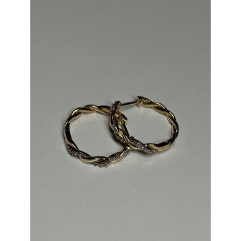 10K YELLOW GOLD  DIAMONDS 0.3 CARAT EARRINGS LENGTH 18 mm