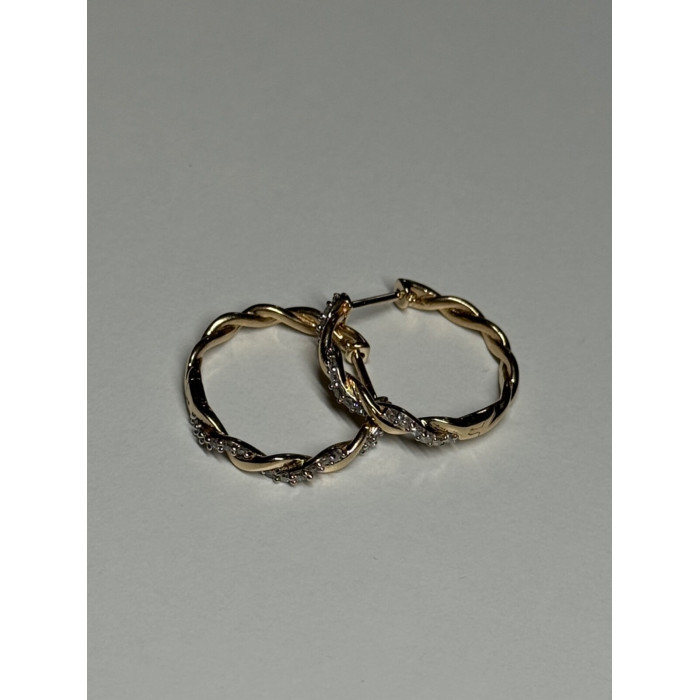 10K YELLOW GOLD  DIAMONDS 0.3 CARAT EARRINGS LENGTH 18 mm