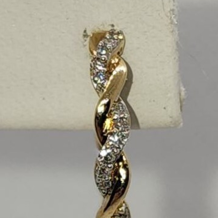 10K Yellow Gold Diamonds 0.3 Carat Earrings Length 18 mm